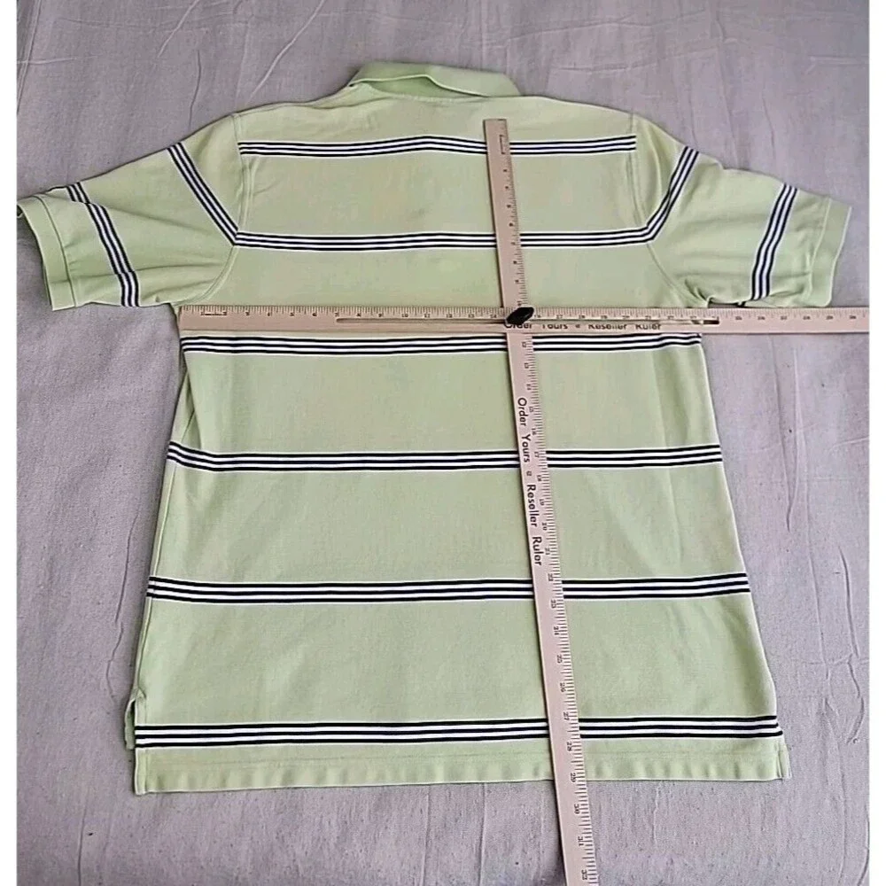 Brooks Brothers Polo Shirt Mens XL Green Striped Performance Knit Cotton‎ Preppy